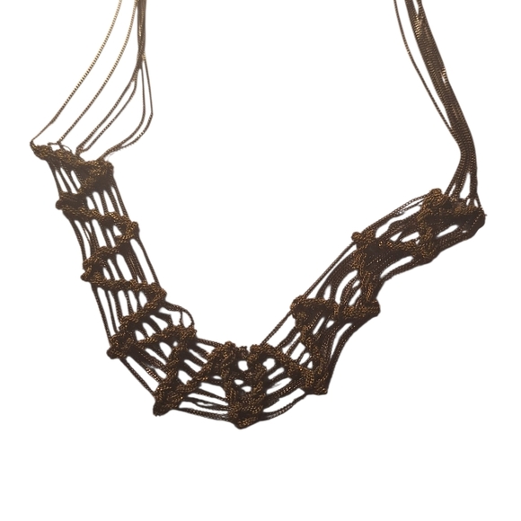 Talbots Necklace Multi Strand Gun Metal Long Chain Knotted Design Gothic NWT - Picture 3 of 9